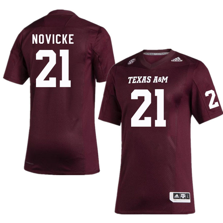 Men #21 Dallas Novicke Texas A&M Aggies College Football Jerseys Stitched Sale-Maroon